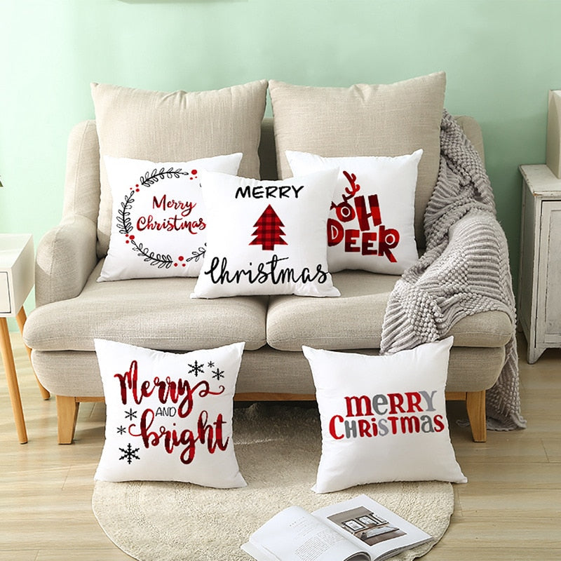 45cm Merry Christmas Decorations For Home Christmas Cushion Cover Pillowcase Happy New Year Decorations 2023 Navidad Acsesirios