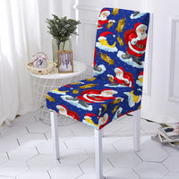 Snowman Print Chair Cover Elastic Seat Chair Cover For Christmas Party Decor Polyester Stretch Chair Slipcover 1/2/4/6 PCS