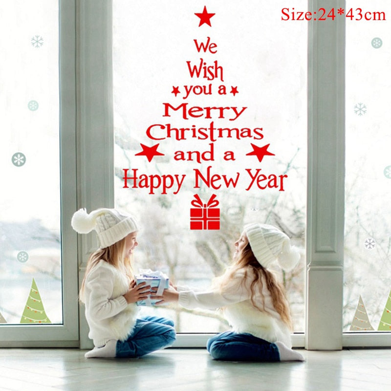 Merry Christmas Wall Window Stickers Christmas Decorations For Home Navidad 2022 Christmas Ornaments Gift Happy New Year 2023