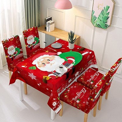 Christmas Stretch Tablecloth Chair Cover One piece chair cover absorbent tablecloth Decoration 2023