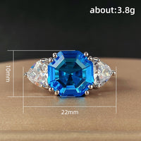 Huitan Bright Blue/White CZ Lady's Rings Wedding Anniversary Party Luxury Elegant Finger Accessories Fashion Jewelry for Women