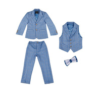 Spring Autumn Formal Children's Dress Suit Flower Boy Wedding Party Performance Costume Kids Blazer Vest Pants Clothes Set