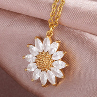 Sunflower Necklace for Women Jewelry Big Pendant Necklace Luxury Choker Korea Style  Clavicle Chain Wedding Jewelry Gifts