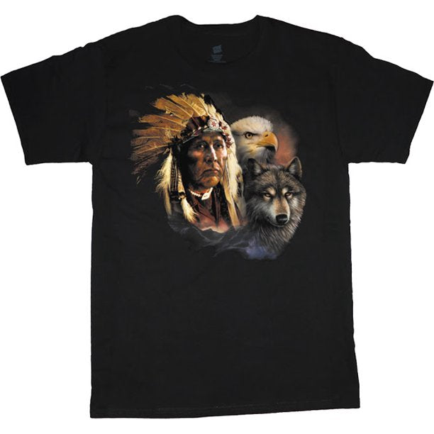 Pack of wolves lone wolf moon t-shirt graphic tee for men