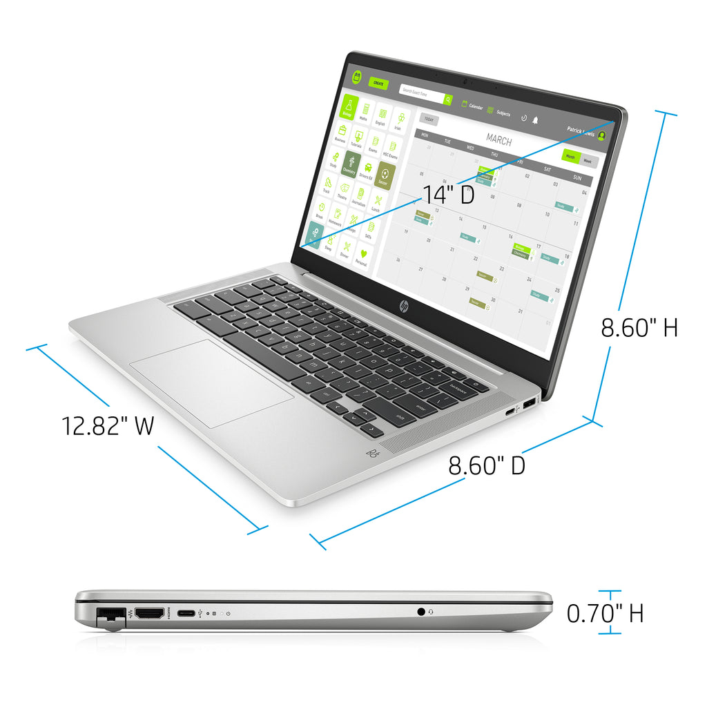 HP 14" Pentium 4GB/64GB Chromebook, 14" HD Display, Intel Pentium Silver N5000, 4GB RAM, 64GB eMMC, Intel UHD Graphics 605, 14a-na0031wm