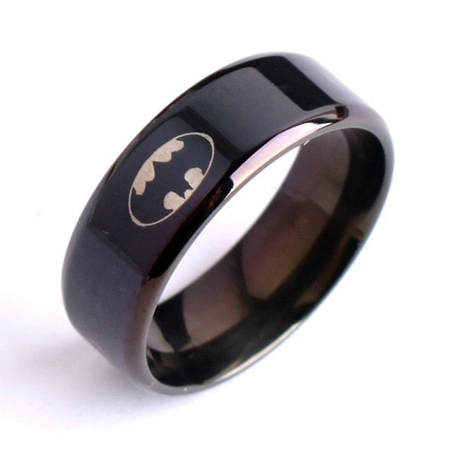 Amader 2018 Titanium Boys Men Black The Flash Symbol Stainless Steel Polished Ring Cocktail Wedding Jewelry Wholesale