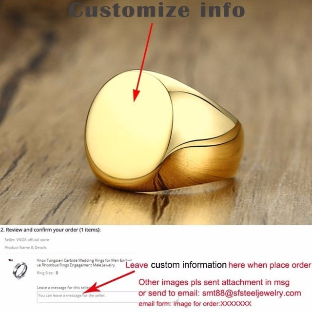 Vnox 20mm Chunky Personalize Round Top Signet Ring for Men Glossy Heavy Stainless Steel Stamp Ring Punk Male Boy Custom Gifts