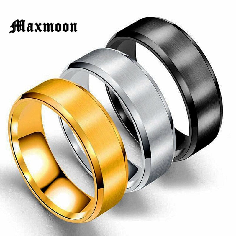 Maxmoon Metal Stainless Steel Wide Rings Sports Male Simple Men Silver Color Jewelry Ring glod Summer Wholesale Business Boy