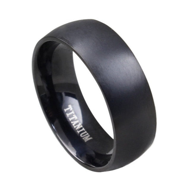 FACEINS Men&#39;s Stainless Steel Rings Black Titanium Steel Ring  8MM Trendy Finger Rings Jewelry Accessories Daily Gifts