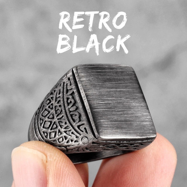 Simple Punk Retro Black Stainless Steel Mens Rings for Women Couple Lover Boy Girlfriend Biker Jewelry Creativity Gift Wholesale