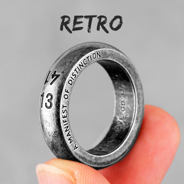 Simple Punk Retro Black Stainless Steel Mens Rings for Women Couple Lover Boy Girlfriend Biker Jewelry Creativity Gift Wholesale