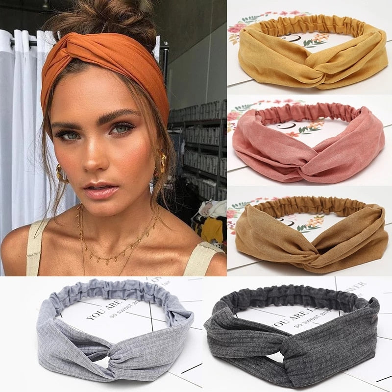 Knot Elastic Hair Bands Soft Twisted Knotted Headwrap