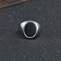 Vnox Punk Round Top Signet Ring for Men, Gothic Stainless Steel Black Chunky Ring, Rock Boy Finger Jewelry 7# 8# 9#10# 11# 12#