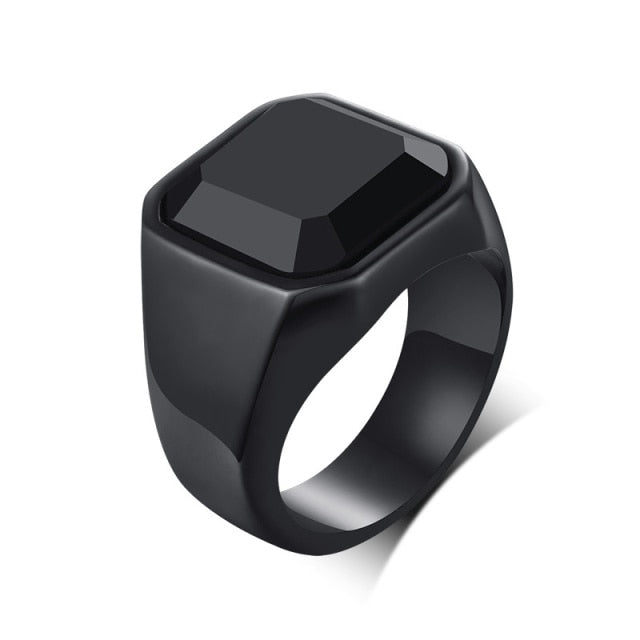 Vnox Punk Round Top Signet Ring for Men, Gothic Stainless Steel Black Chunky Ring, Rock Boy Finger Jewelry 7# 8# 9#10# 11# 12#