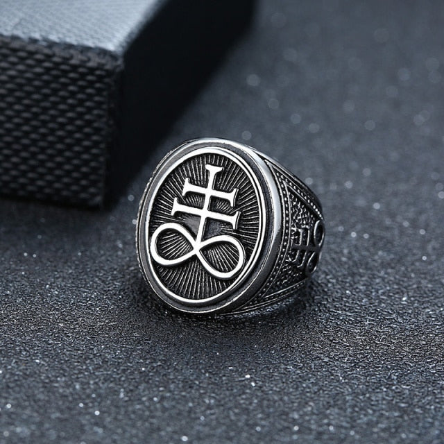 Vnox Punk Round Top Signet Ring for Men, Gothic Stainless Steel Black Chunky Ring, Rock Boy Finger Jewelry 7# 8# 9#10# 11# 12#