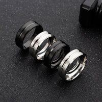 Stainless steel men couple ring wide middle groove frosted men&#39;s titanium steel ring popular simple jewelry for boy holiday gift