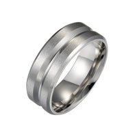 Stainless steel men couple ring wide middle groove frosted men&#39;s titanium steel ring popular simple jewelry for boy holiday gift