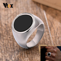Vnox Punk Round Top Signet Ring for Men, Gothic Stainless Steel Black Chunky Ring, Rock Boy Finger Jewelry 7# 8# 9#10# 11# 12#