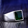 steel soldier Titanium Ring for Man blue Green Square Stone 316L Stainless Steel Fashion high polish Ring for Boy