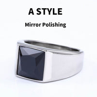 steel soldier Titanium Ring for Man blue Green Square Stone 316L Stainless Steel Fashion high polish Ring for Boy