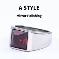 steel soldier Titanium Ring for Man blue Green Square Stone 316L Stainless Steel Fashion high polish Ring for Boy