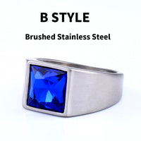 steel soldier Titanium Ring for Man blue Green Square Stone 316L Stainless Steel Fashion high polish Ring for Boy