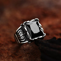 steel soldier Titanium Ring for Man blue Green Square Stone 316L Stainless Steel Fashion high polish Ring for Boy