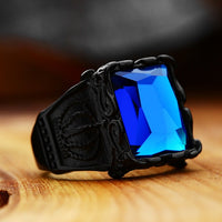 steel soldier Titanium Ring for Man blue Green Square Stone 316L Stainless Steel Fashion high polish Ring for Boy