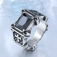 steel soldier Titanium Ring for Man blue Green Square Stone 316L Stainless Steel Fashion high polish Ring for Boy