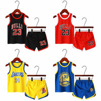 Summer kids suit sports basketball set children&#39;s fashion casual baby letter vest T-shirt 2-piece set of children&#39;s sports suit